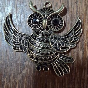 Gold and Black Owl Pendant Necklace